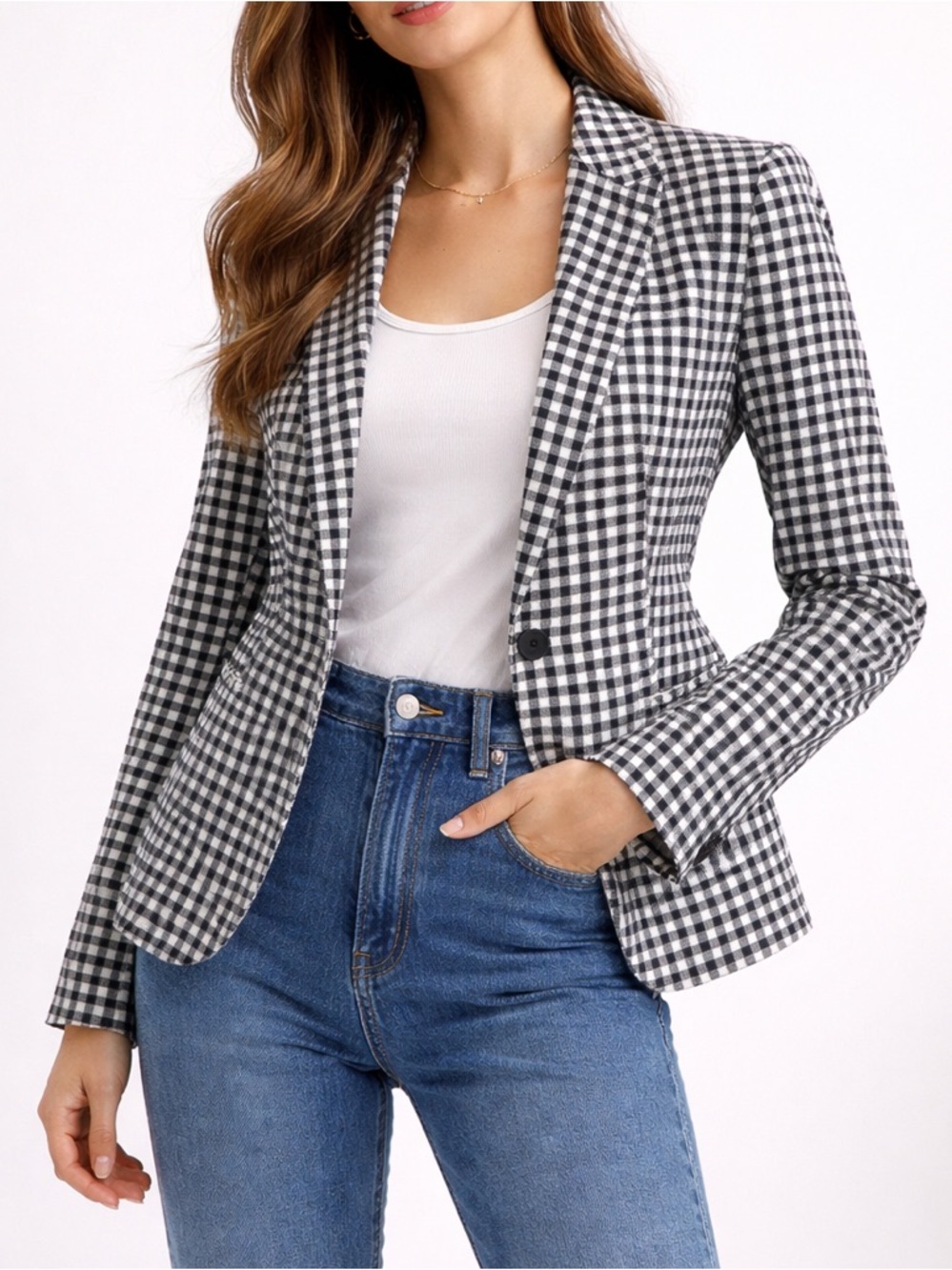 ✨ Zara Black & White Checkered Blazer | Classic Tailored Chic Jacket ✨